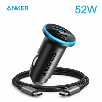 شاحن سيارة أنكر (Anker) بقوة 52.5W مع كابل شحن سريع - حماية ذكية وأداء جبار